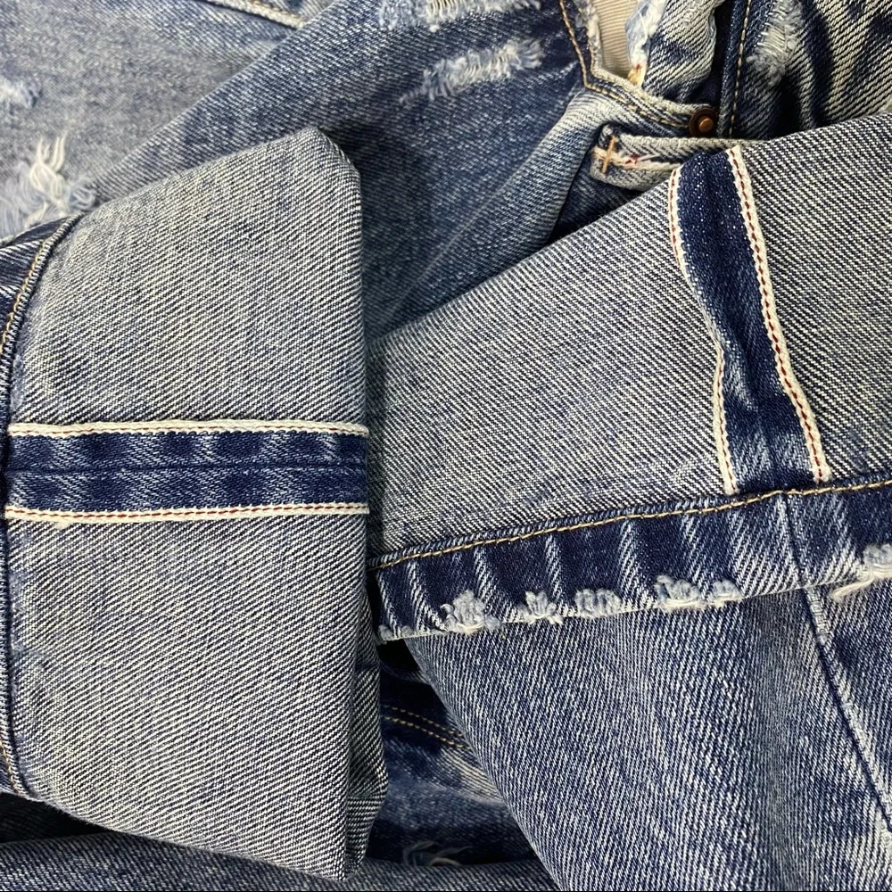rosa cha Selvedge Jeans Womens Candiani Denim Italy Button Fly Distressed - Picture 5 of 15